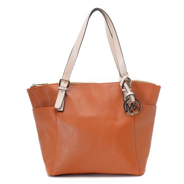 michael kors jet set zip-top stoffveskeasje glatt skinn med buff Stil Butikken 0yo59